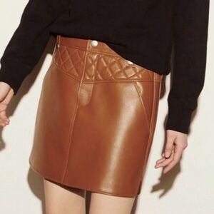 Coach Tan Quilted Leather Mini Skirt NWT $695